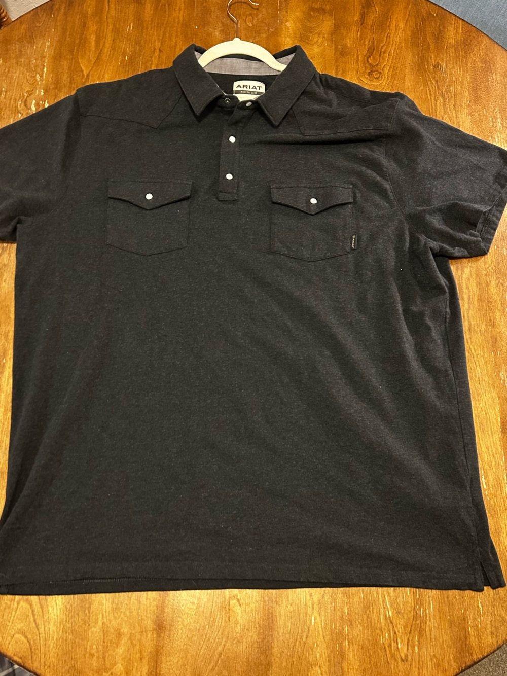 Ariat Pearl Button Polo XXL Black/Charcoal Grey soft fabric modern slim